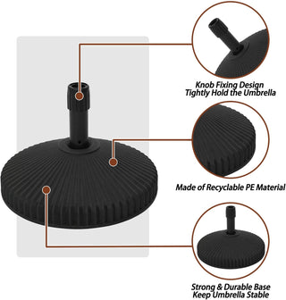 29 lbs. Square Water Filled Patio Umbrella Base in Black