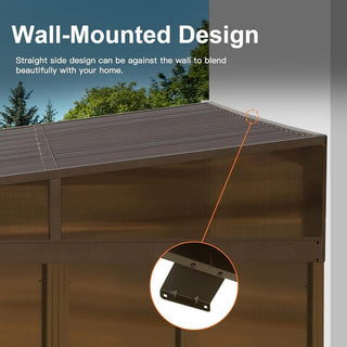 Wall-Mounted Sunroom Lean-To Solarium with Galvanized Steel Roof, Lockable Sliding Door & Detachable PVC Screen for Patio Deck