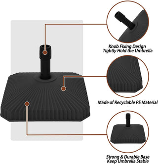 29 lbs. Square Water Filled Patio Umbrella Base in Black