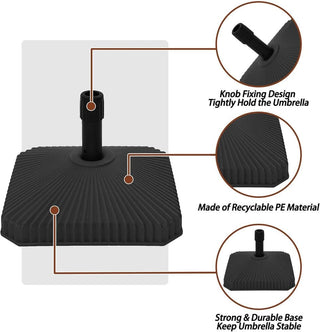29 lbs. Square Water Filled Patio Umbrella Base in Black