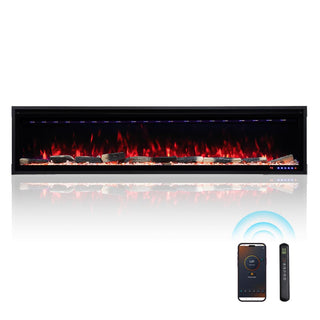 Smart Electric Fireplace with 13 Flame Colors, WiFi & Voice Control, 750W/1500W Heater, LED Ember Bed & Remote