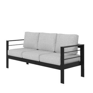 73" All-Weather Aluminum Patio Sofa, 3 Seat Outdoor Couch with Thick Cushions &  Frame