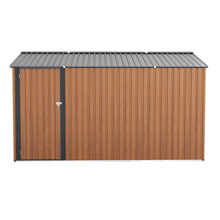 Outdoor Storage Shed 9×11 FT with 3 Lockable Doors,Utility Tool Shed Metal Storage Garden Sheds 4 Vents,Metal Sheds with Galvanized Steel Frame,for Backyard,Patio,Lawn,yellow