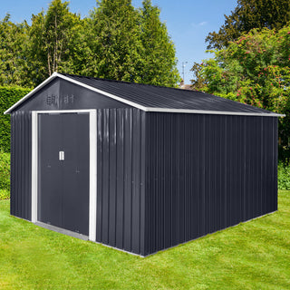11.2x10.6 FT Metal Garden Shed with Window, Heavy-Duty Outdoor Storage Shed for Backyard, Patio & Lawn