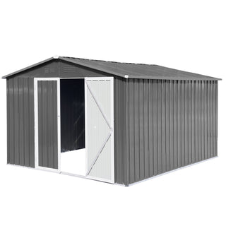 Mondawe 12ft x 10ft Metal Garden Storage Shed, Outdoor Tool Storage House with Double Doors and Air Vents