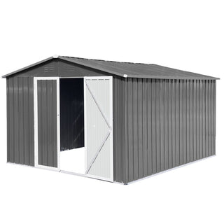 Mondawe 12ft x 10ft Metal Garden Storage Shed, Outdoor Tool Storage House with Double Doors and Air Vents