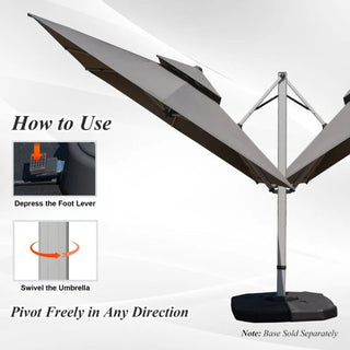 Aluminum Cantilever Patio Umbrella with Tilt Function – Outdoor Offset Market Umbrella for Backyard, Deck & Pool (Base Not Included)