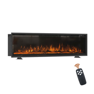 50/60/72-Inch Wall-Mounted & Recessed Electric Fireplace with Overheat Protection, Black