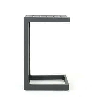 Modern Outdoor C-Shaped Side Table For Patio And Poolside