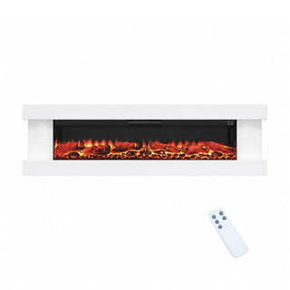 32"/50"/60"/72" Wall-Mounted Electric Fireplace with Suspended LED Lighting, Modern Indoor Fireplace for Living Room
