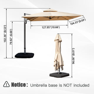 Aluminum Cantilever Patio Umbrella with Tilt Function – Outdoor Offset Market Umbrella for Backyard, Deck & Pool (Base Not Included)