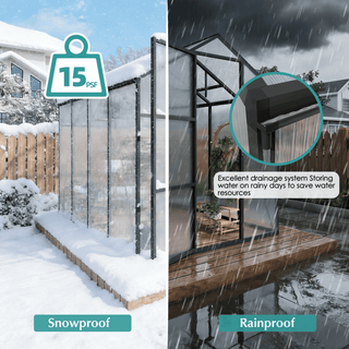Walk-In Outdoor Polycarbonate Greenhouse with Aluminum Frame – Adjustable Vents, Lockable Door & UV Protection for Backyard