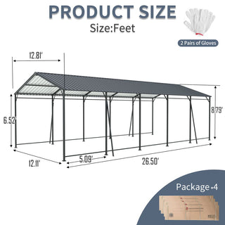 Mondawe Heavy-Duty Galvanized Steel Carport — Large Outdoor Garage for Cars, Trucks, Boats & Tractors