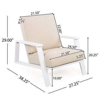 Patio Lounge Chair, Outdoor Club Chair with Cushion and Teak Acacia Wood Frame