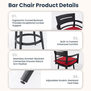 5-Piece Outdoor Patio Swivel Bar Set with Marble-Style Stone Table & Aluminum Swivel Bar Stools