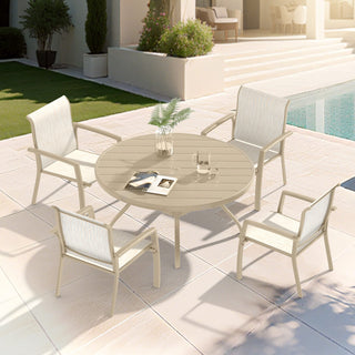 5-Piece Outdoor Dining Set with 4 Stackable Metal Chairs & 40.6" Round Metal Table