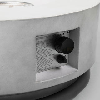 30" Propane Gas Fire Pit Table, 50000 BTU Round Concrete Fire Pit for Outside Patio Deck Garden Backyard- Light Gray