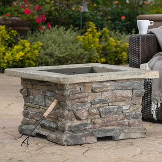 28" MGO Wood Burning Outdoor Fire Pit with Lid - Stone Gray
