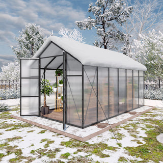 New-Design Walk-In Polycarbonate Greenhouse with Heavy-Duty Aluminum Frame – All-Season Garden & Backyard Greenhouse