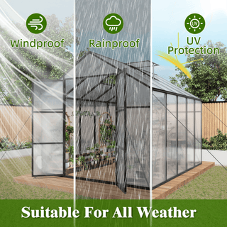 New-Design Walk-In Polycarbonate Greenhouse with Heavy-Duty Aluminum Frame – All-Season Garden & Backyard Greenhouse
