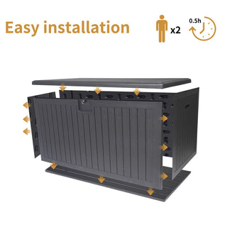260 Gallon Waterproof Resin Outdoor Deck Box – Extra Large Patio Storage Container with Lockable Lid for Cushions, Pool Accessories & Garden Tools