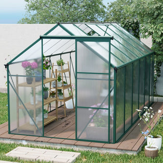 Polycarbonate Greenhouse Raised Base and Anchor Aluminum Heavy Duty Walk-in Greenhouses for Outdoor Backyard in All Season