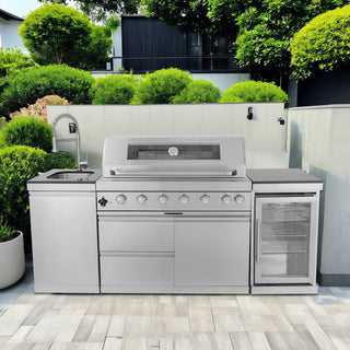 46-Inch 6-Burner Outdoor Kitchen Island Gas Grill with Rear Infrared Burner & Electric Rotisserie Kit, 85,000 BTU, ETL Listed