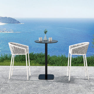 27.5" Rope Barrel Low Back Patio Counter Stool, Set of 2