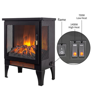 18-Inch Freestanding Electric Fireplace Stove Heater with 3D Flame Effect