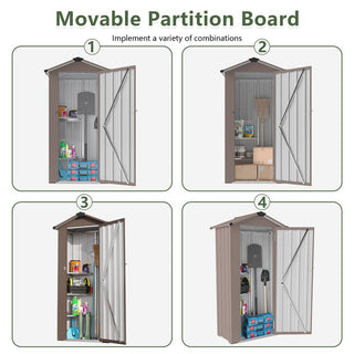 Small Metal Garden Storage Shed, Waterproof Galvanized Steel Tool Shed with Lockable Door