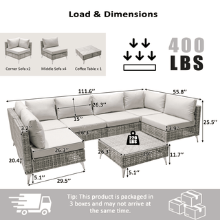 7-Piece Wicker Patio Conversation Set with Thick Cushions & Coffee Table | Outdoor Sectional Sofa for Backyard & Porch