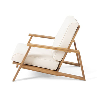 Patio Lounge Chair, Outdoor Club Chair with Cushion and Teak Acacia Wood Frame