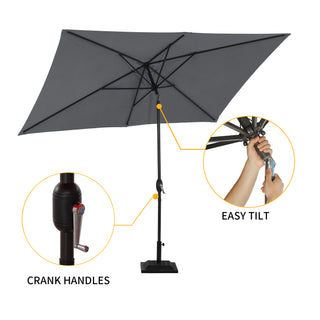 10 ft. Aluminum Rectanglar Market Patio Umbrella in Navy Blue/Red/Tan/Lake Blue/Gray