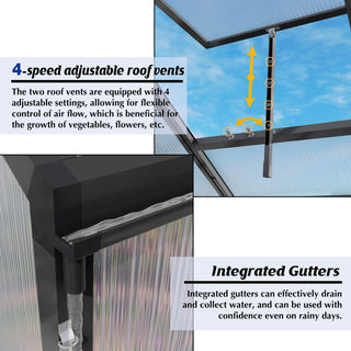 New-Design Walk-In Polycarbonate Greenhouse with Heavy-Duty Aluminum Frame – All-Season Garden & Backyard Greenhouse