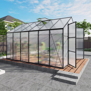New-Design Walk-In Polycarbonate Greenhouse with Heavy-Duty Aluminum Frame – All-Season Garden & Backyard Greenhouse