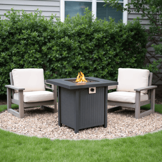 28-inch Iron Square Propane Fire Pit Table Perfect For Any Outdoor Space