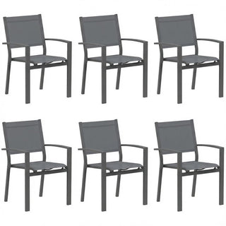 Set of 6 Outdoor Patio Dining Chairs, Heavy-Duty Metal Frame with All-Weather Textilene, Gray Outdoor Chairs for Garden, Deck & Backyard