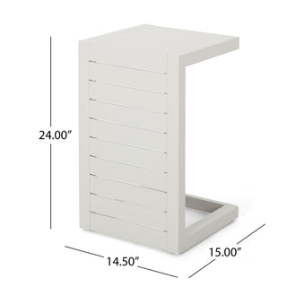 Modern Outdoor C-Shaped Side Table For Patio And Poolside
