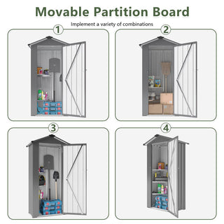 Small Metal Garden Storage Shed, Waterproof Galvanized Steel Tool Shed with Lockable Door