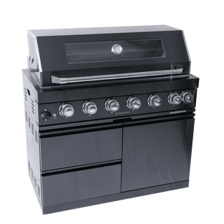 43" Outdoor Kitchen Island with 6-Burner 85,000 BTU Grill, Infrared Rear Burner, Rotisserie & Granite Countertop