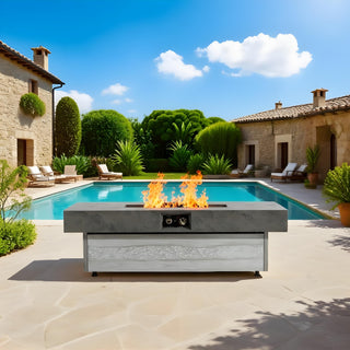 Outdoor Firepit Table, 48 x 24 Inch Rectangle Fire Pit Table, 50000 BTU Propane Fire Pits Table for Patio Set, two height options