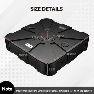 Weather-Resistant HDPE Patio Umbrella Base Square Outdoor Umbrella Stand