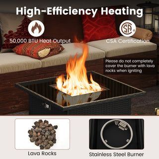32.5 Inch Propane Fire Pit Table 50000 BTU with Tempered Glass Tabletop