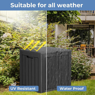 30 Gal. Black Outdoor Resin Waterproof Deck Box with Lockable Lid