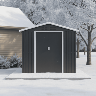 7x4.3 FT Metal Garden Shed with Window, Outdoor Storage Shed in Coal Grey, Heavy-Duty Weatherproof Steel Tool House for Backyard, Patio & Lawn