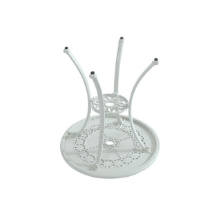 25" Round Ivory Cast Aluminum Outdoor Bistro Table with 1.9" Umbrella Hole, Standard Height for Patio, Balcony & Garden