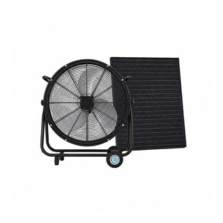 24"/30" Wheeled Solar Ventilation Fan with 140W Adjustable Monocrystalline Panel, 130W DC Brushless Motor & 3-Speed Remote for Warehouse & Workshop