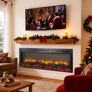 54-Inch Built-In Electric Fireplace Insert with Remote Control – Multi-Color Flame & Ember Effects, Dual Safety Protection