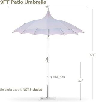 9FT Outdoor Gazebo Style Patio Umbrella With Lighting Function, Petal-Shaped Canopy, 360-Degree Rotation, And Tilt Adjustment