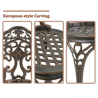 2-Piece Antique Bronze/White Cast Aluminum Stackable Outdoor Dining Chairs with Elegant European-Style Design for Patio & Garden